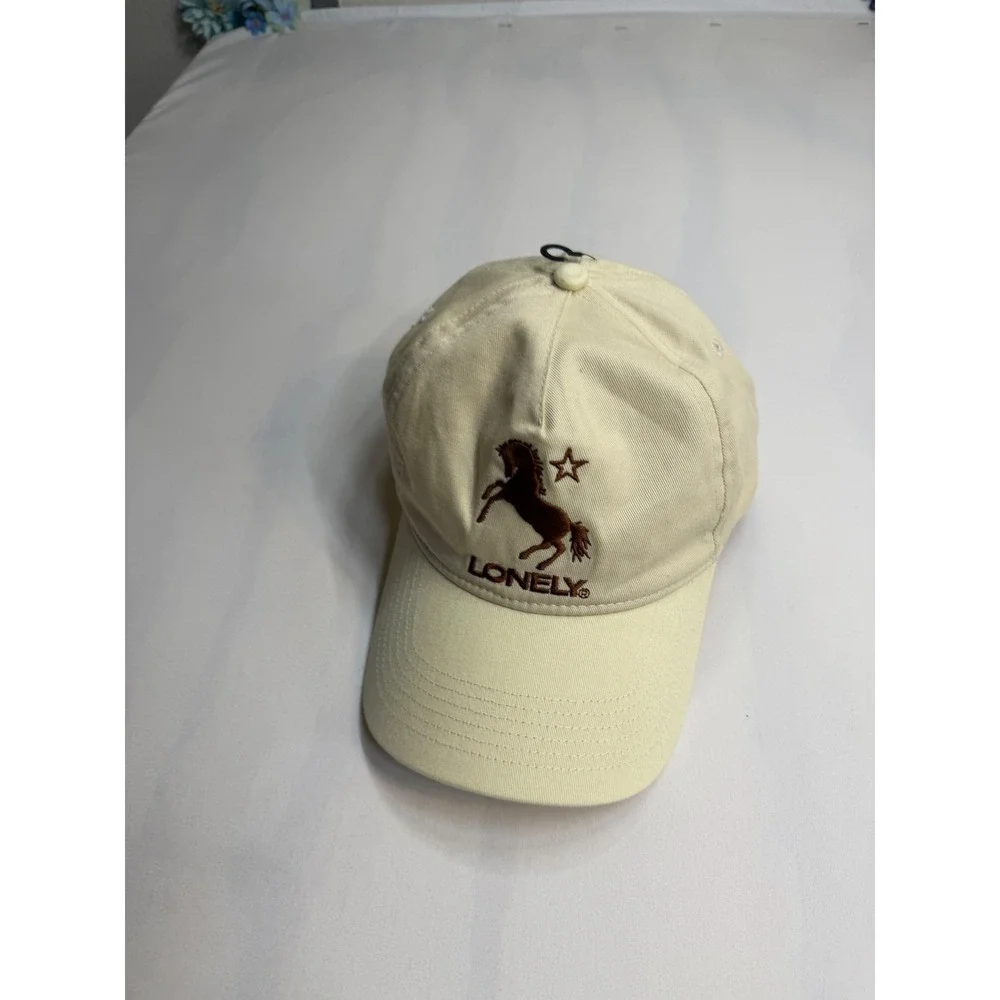 Lonely Ghost Rearing Horse Logo Snapback Hat Cream Tan One Size Streetwear Cap